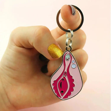 Vagina Enamel Keychain: Anatomical Bling I Heart Guts Ziya Blue