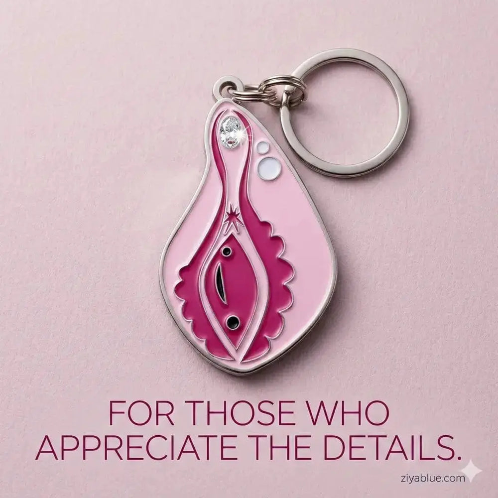Vagina Enamel Keychain: Anatomical Bling I Heart Guts Ziya Blue