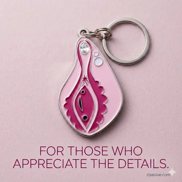 Vagina Enamel Keychain: Anatomical Bling I Heart Guts Ziya Blue