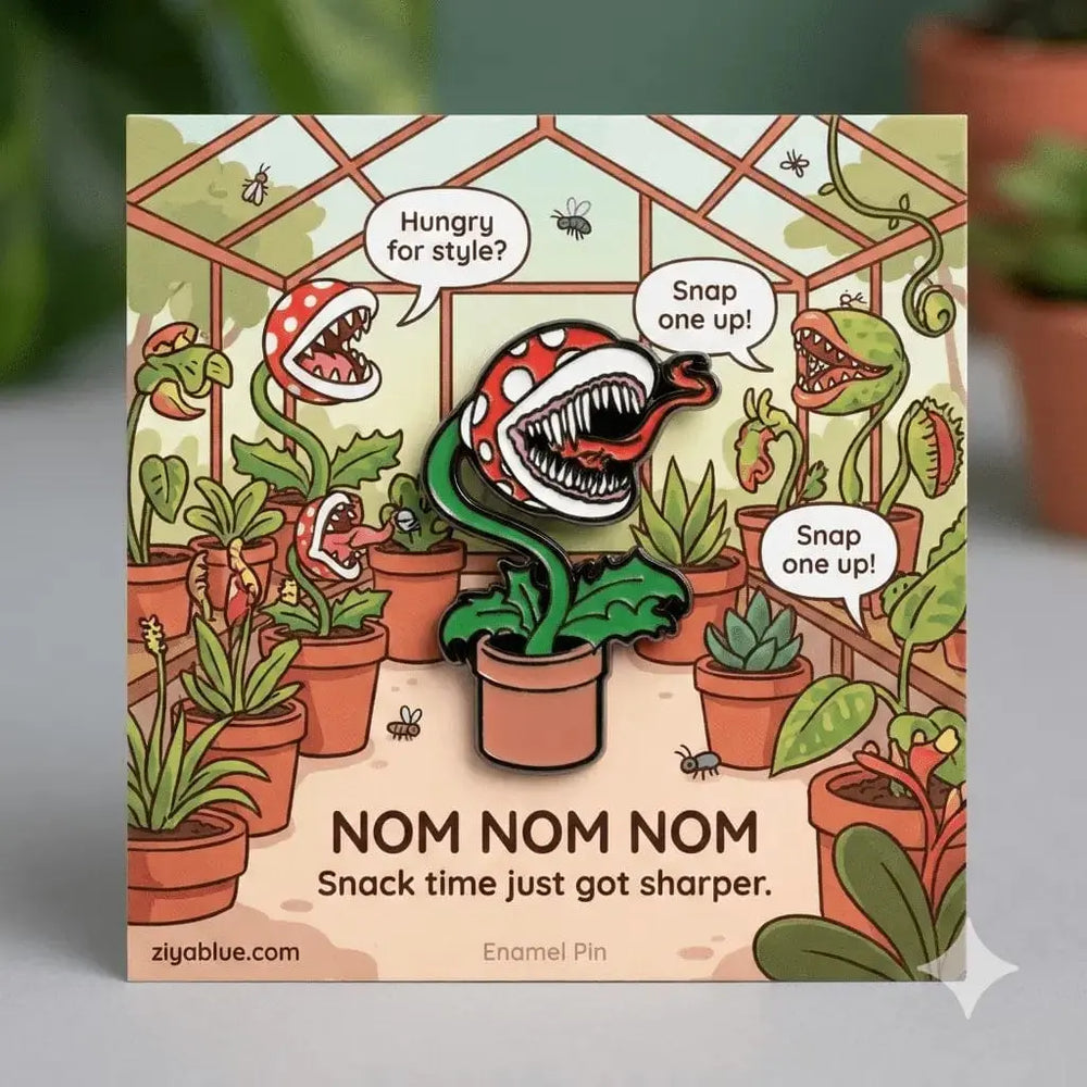 Venus Fly Trap Pin: Polka Dot Badge Ziya Blue Ziya Blue