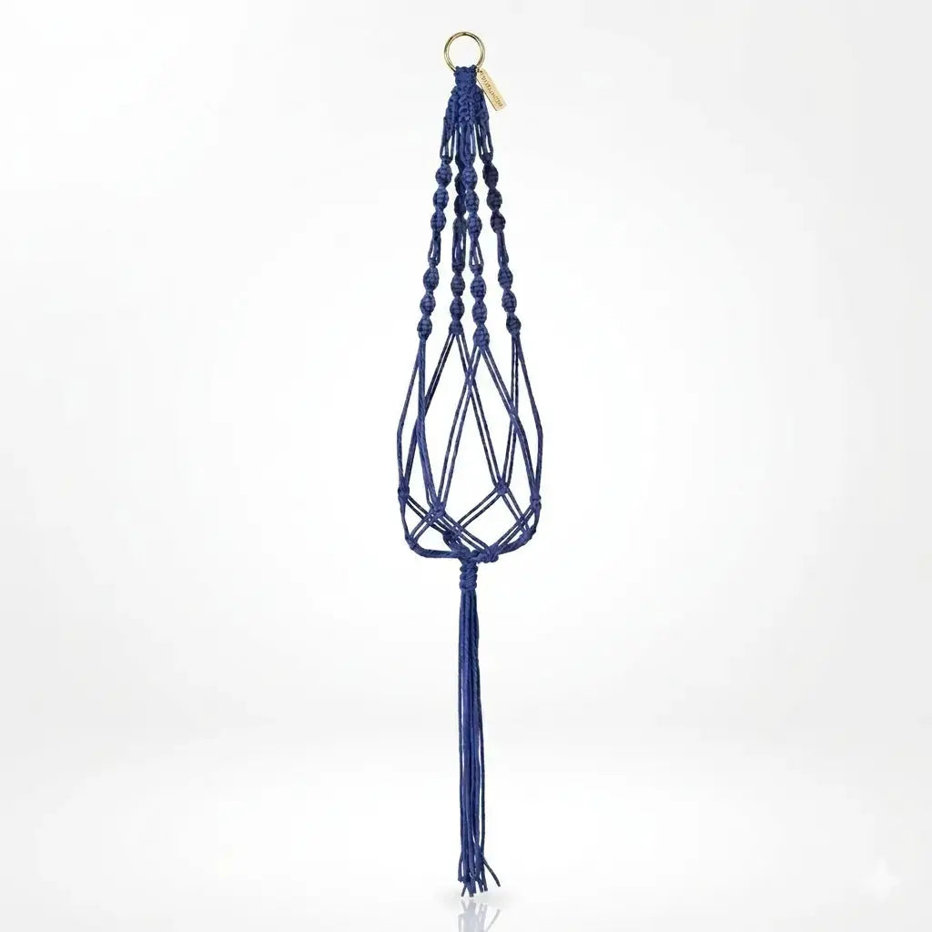 blue macrame plant hanger Vintage Macrame Plant Hanger | Retro Boho Decor