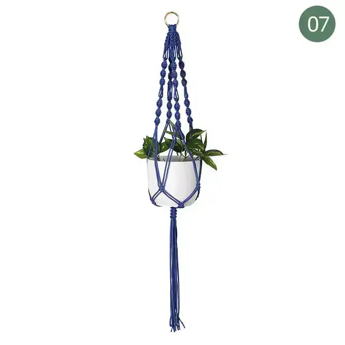 Vintage Macrame Plant Hanger | Retro Boho Decor Holder Ziya Blue Ziya Blue