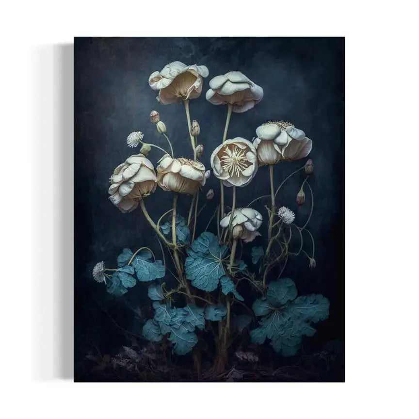 Vintage Mushroom Wall Art: Dark Academia Botanical Print Salty Alyce Ziya Blue