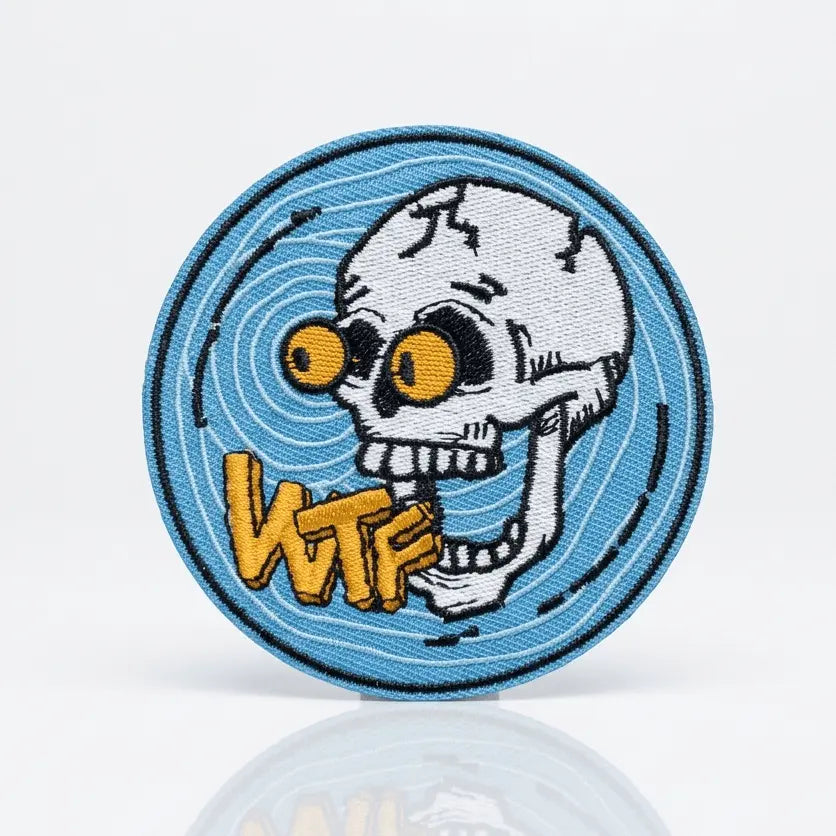 WTF Skull Patch | Embroidered Iron-On Statement Badge Ziya Blue Ziya Blue