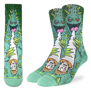 Weed Smoking a Human Socks: A Surreal 420 Look Good Luck Sock Ziya Blue