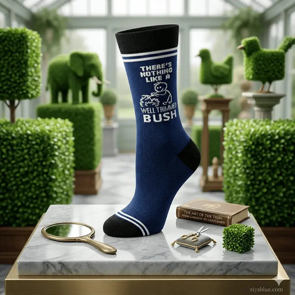 Well Trimmed Bush Socks: Funny Unisex Crew Fabdaz Ziya Blue