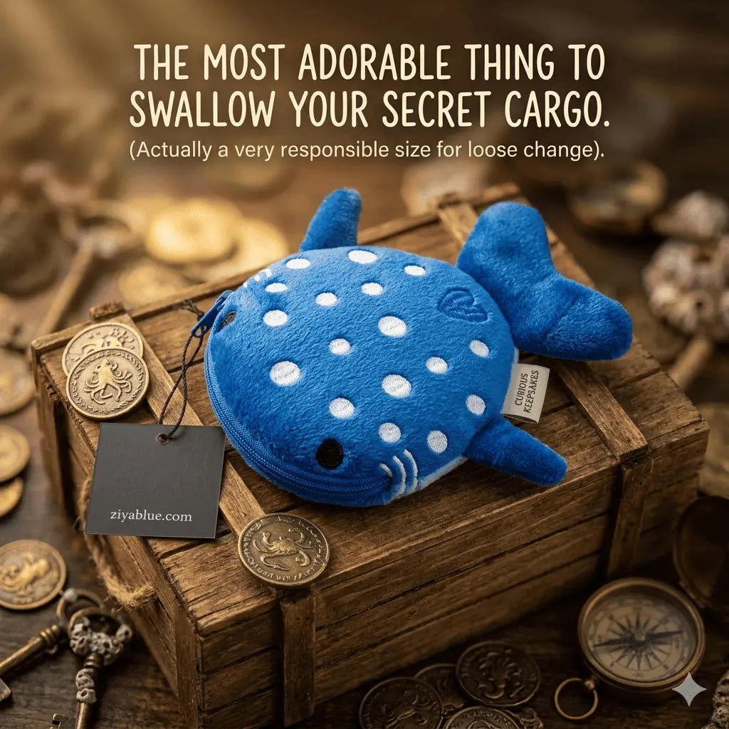 Whale Shark Plush Coin Purse | Aquatic Keychain Wallet Ziya Blue Ziya Blue