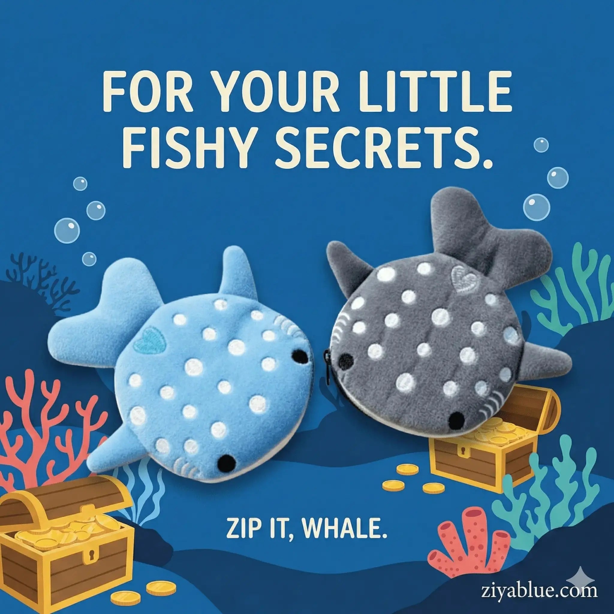 Whale Shark Plush Coin Purse | Aquatic Keychain Wallet Ziya Blue Ziya Blue