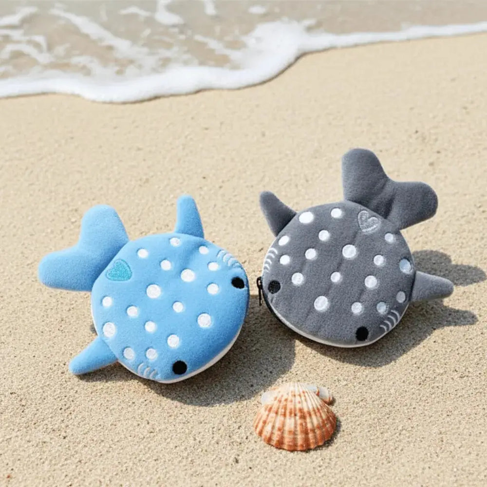Whale Shark Plush Coin Purse | Aquatic Keychain Wallet Ziya Blue Ziya Blue