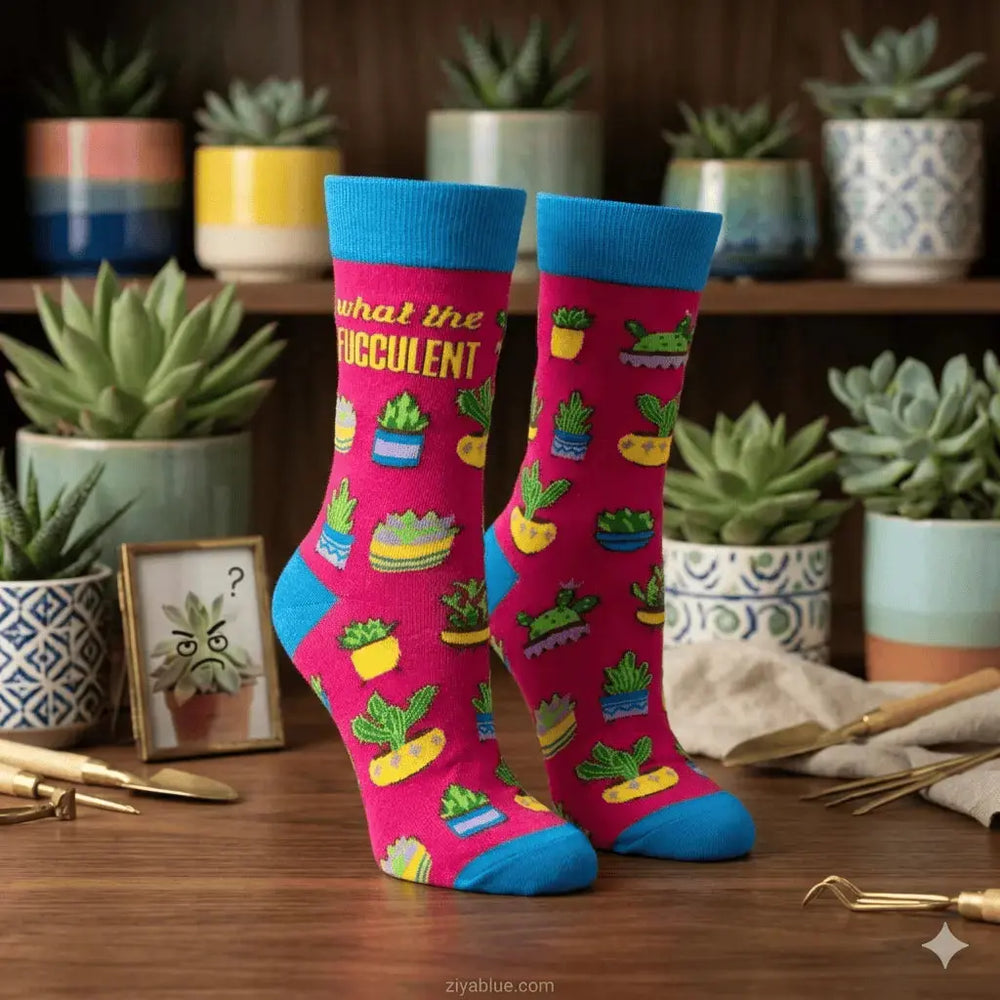 What The Fucculent Women's Crew Socks Fabdaz Ziya Blue