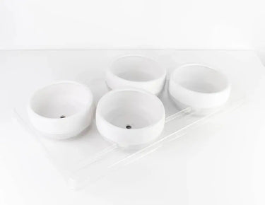 White Bonsai Bowl W/ Saucer