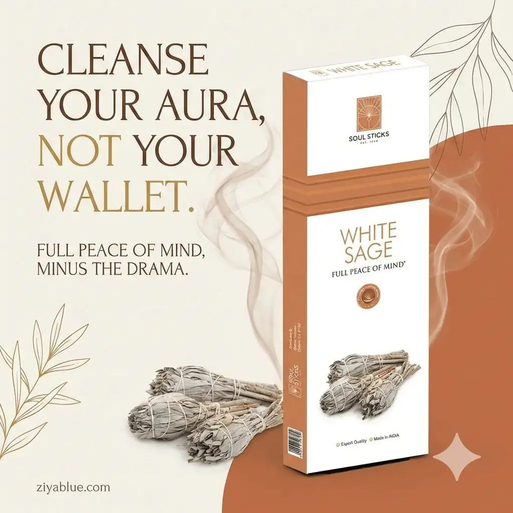 White Sage Premium Series Incense: 90g Bulk Purifying Pack Designs by Deekay Inc. Ziya Blue