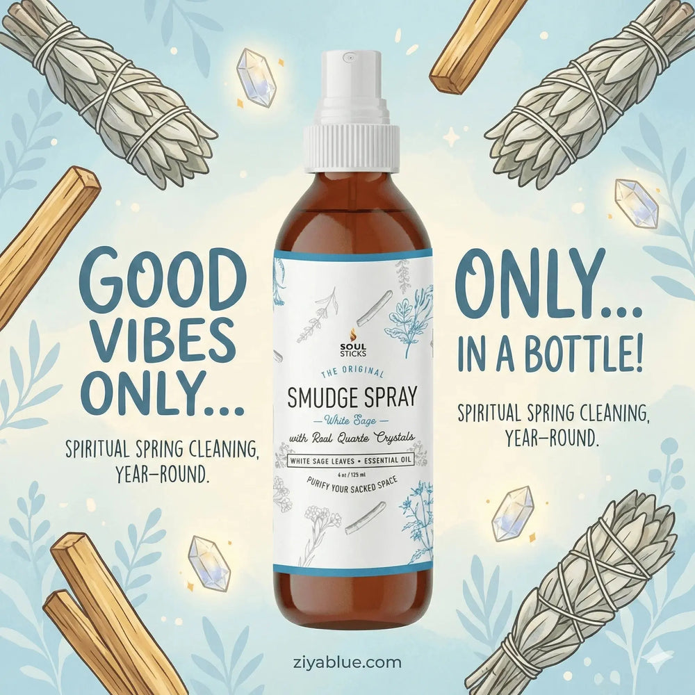 White Sage Smudge Spray: The Liquid Crystal Infusion 🌿✨ Designs by Deekay Inc. Ziya Blue