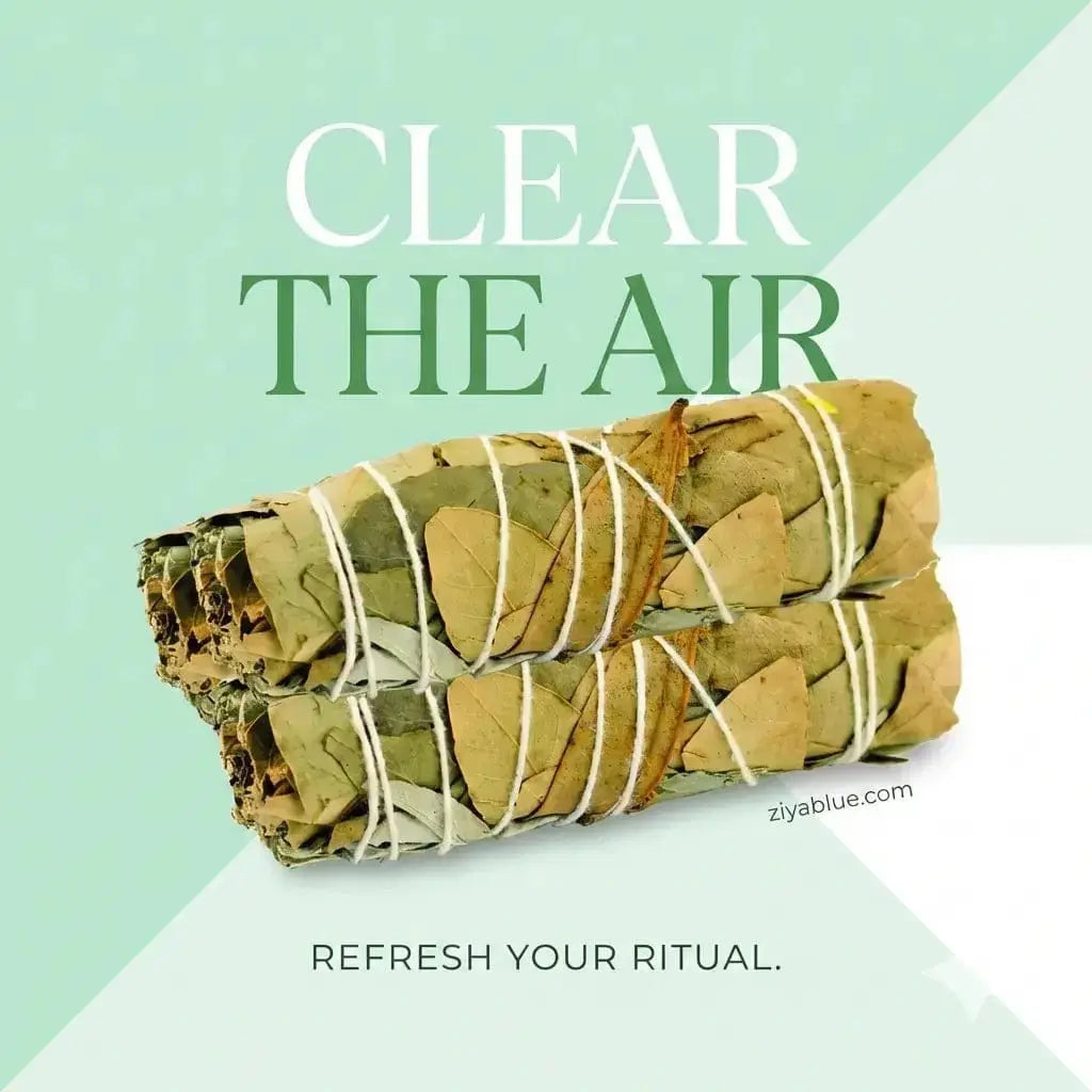 White Sage & Bay Leaf Sage Stick | 4" Cleansing Bundle Faire Ziya Blue