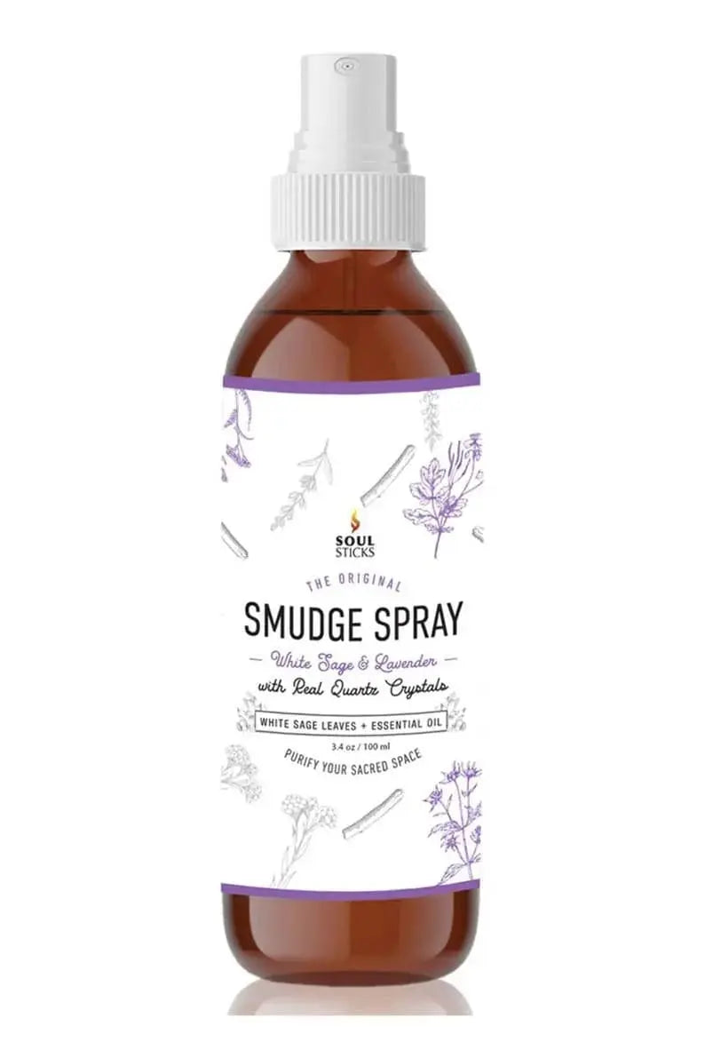 White sage and lavender smudge spray: 3.5oz Crystal-Infused Mist Designs by Deekay Inc. Ziya Blue