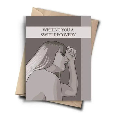 "Wishing You A Swift Recovery" Funny Swiftie Get Well Card Pop Cult Paper Ziya Blue