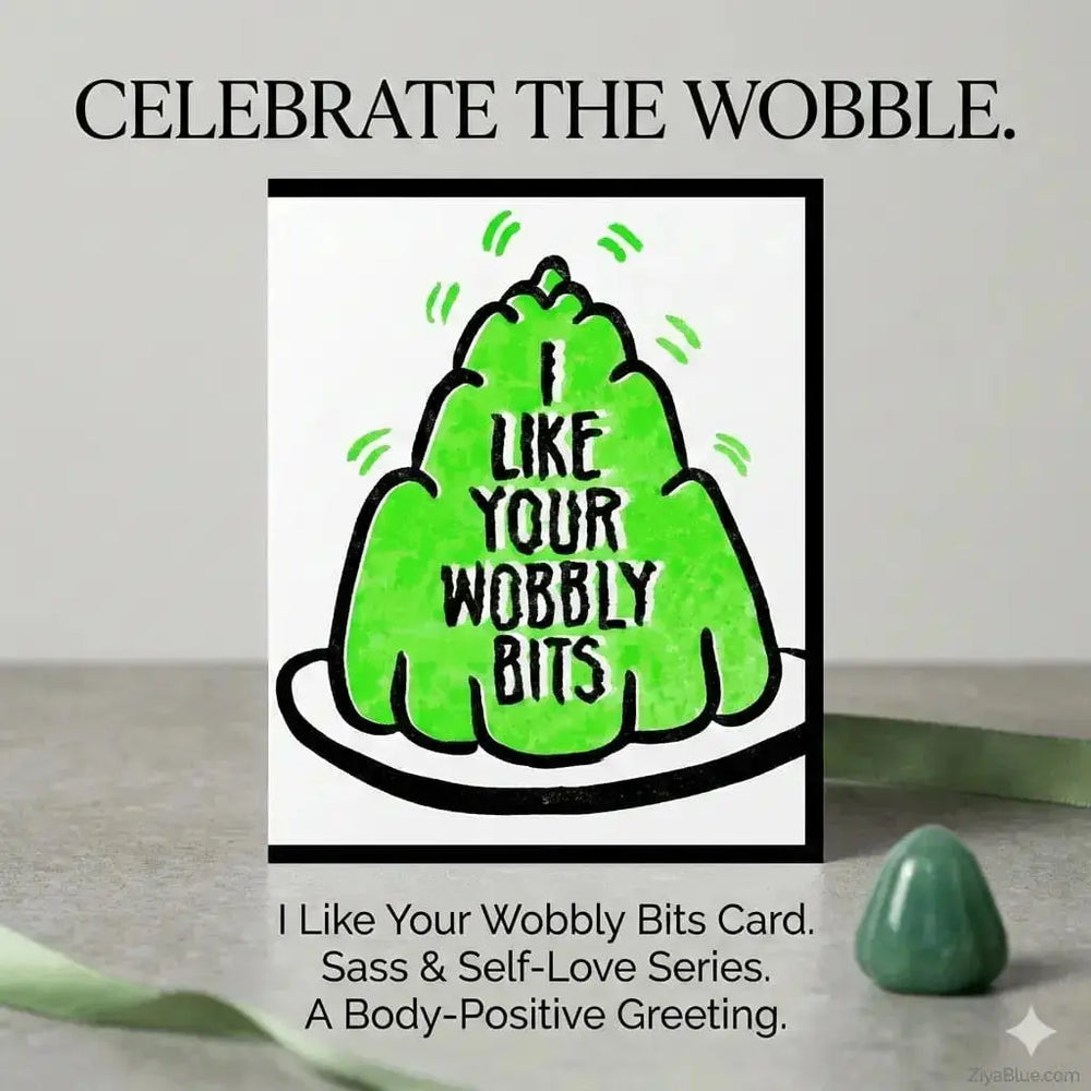 Wobbly Bits Card: Body Positive Greeting Smitten Kitten Ziya Blue