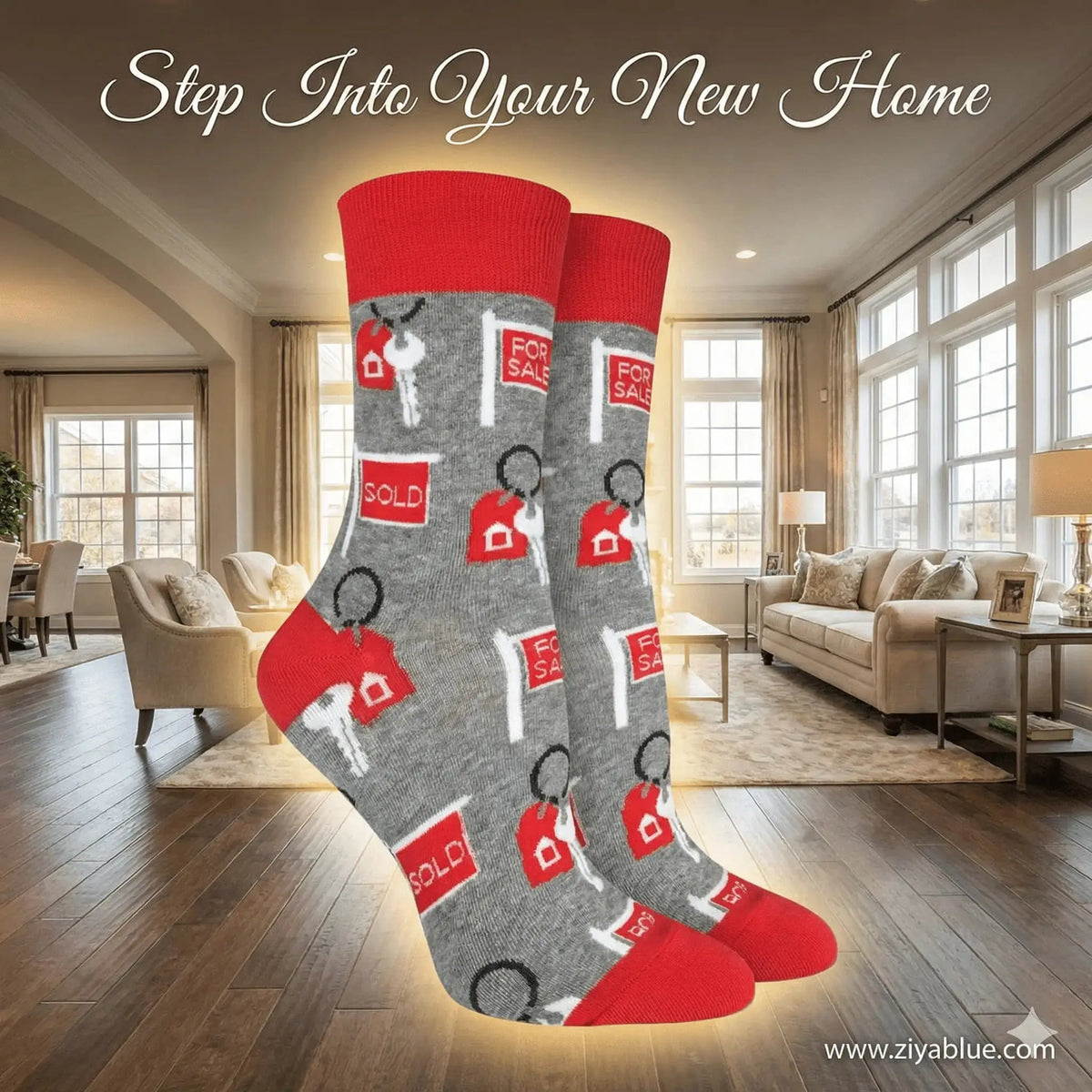 Women's Real Estate Socks: A Prime Listing Good Luck Sock Ziya Blue