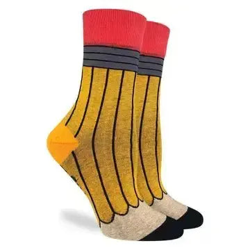Women's Yellow Pencil Socks: Look Sharp Good Luck Sock Ziya Blue