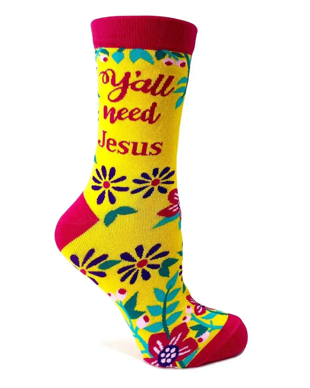 Y'all Need Jesus Women's Crew Socks Fabdaz Ziya Blue