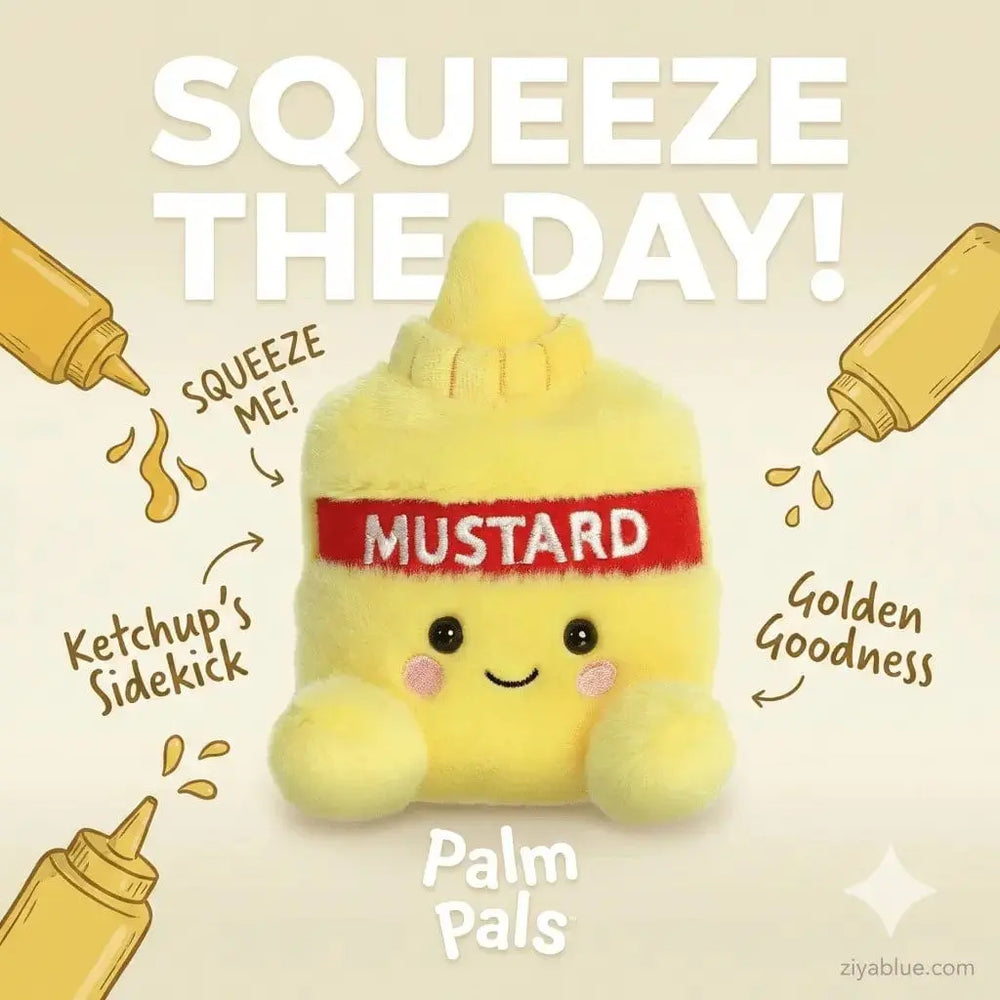 Yellow Mustard Plush Toy | Newton Mustard Palm Pal Aurora Ziya Blue