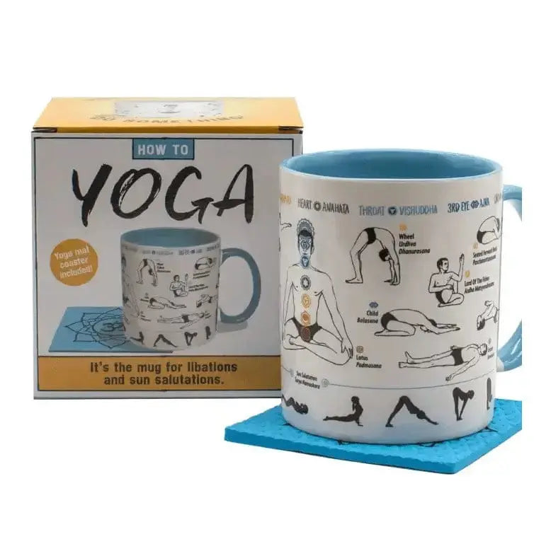 Yoga Poses Coffee Mug: Find Your Zen Unemployed Philosophers Guild Ziya Blue