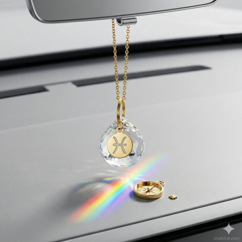 Zodiac Car Charm Suncatcher: Star Power 🌈✨  Ziya Blue