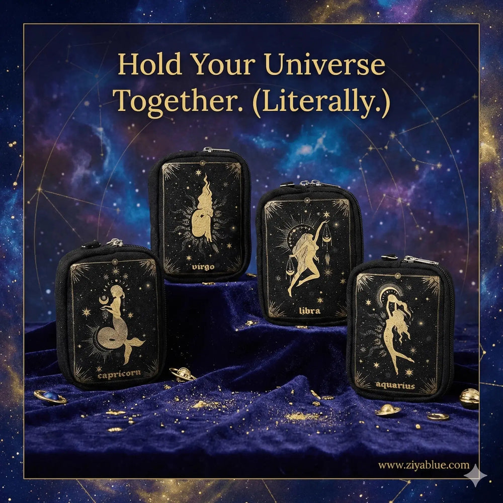 Zodiac Sign Wristlet: Astrology Pouch 🌌✨ COMECO INC Ziya Blue