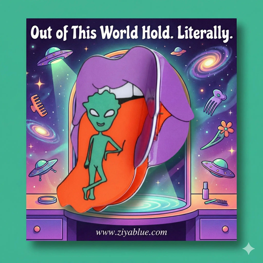 Ziya Blue Hair Accessories Alien Hair Claw | Purple Lips Y2K Clip | Ziya Blue