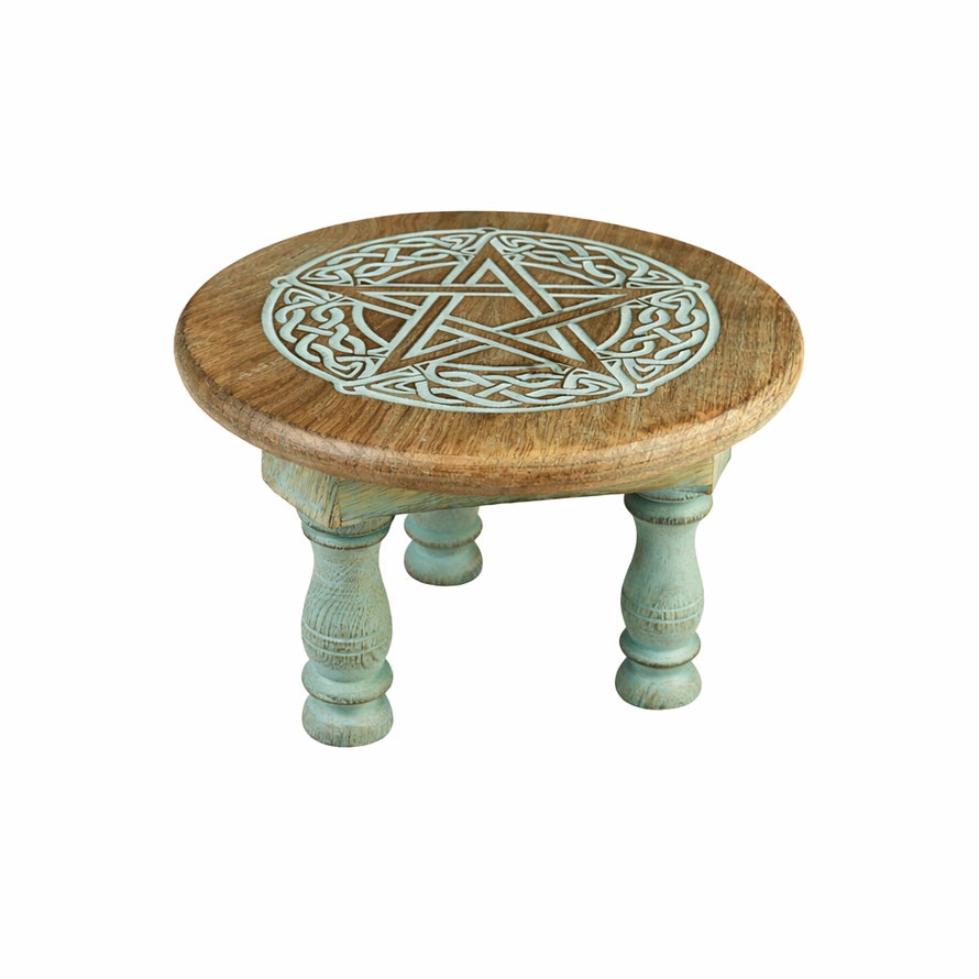 Wooden Altar Stool - Celtic Pentacle (6x4")