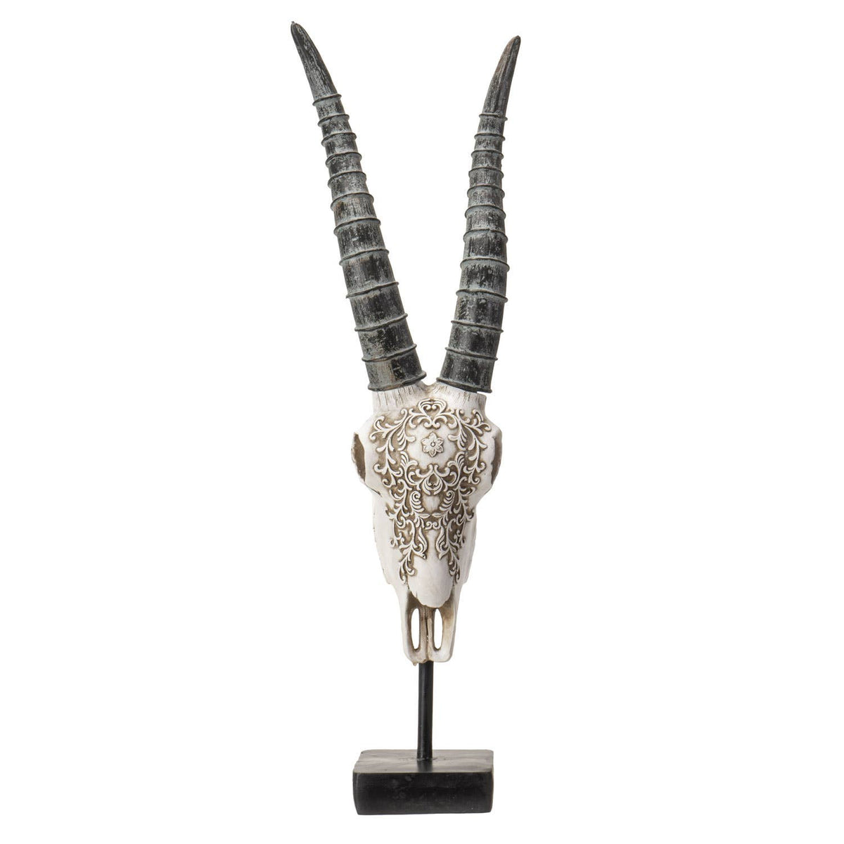 Carved African Gemsbok Decorative Skull