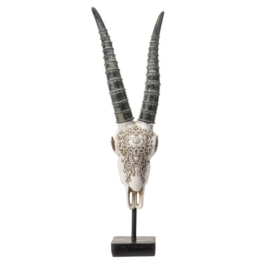 Carved African Gemsbok Decorative Skull