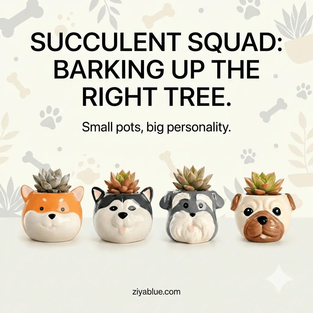 Ziya Blue Garden Cartoon Puppy Animal Pot | Dog Face Succulent Planter - Ziya Blue