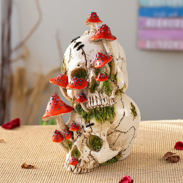 Mushroom Skull Figurine | Gothic & Cottagecore Decor