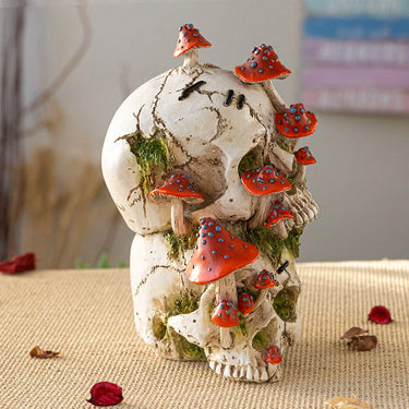 Mushroom Skull Figurine | Gothic & Cottagecore Decor