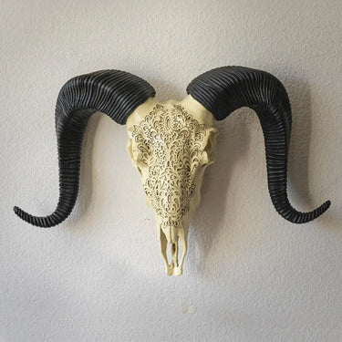 Carved Ram Decorative Skull