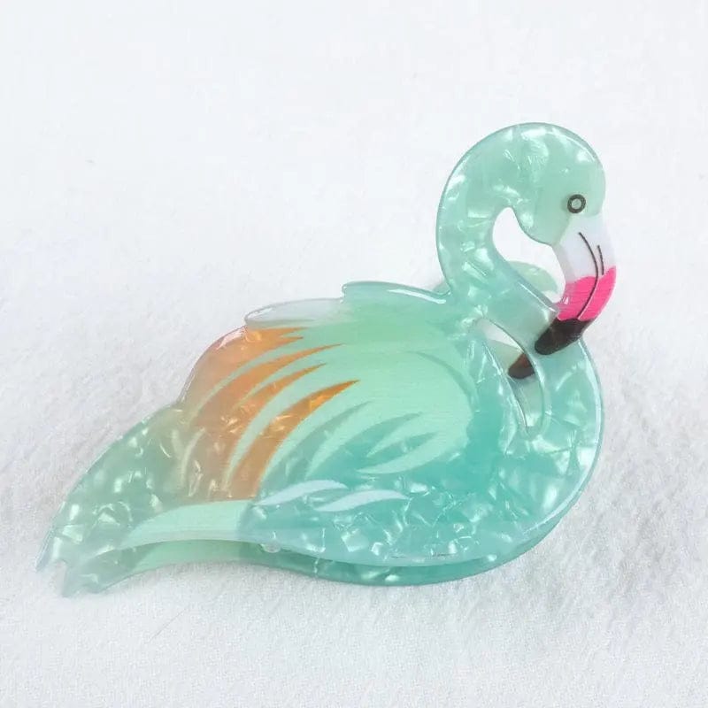 Ziya Blue Hair Accessories Pink Flamingo Hair Claw | Multicolor Tropical Hair Clip |