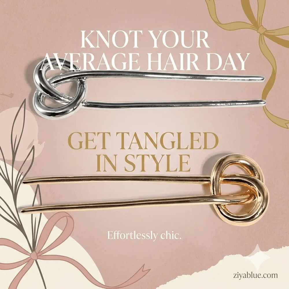 Ziya Blue Hair Accessories Metal Twist Hair Pin | Minimalist U-Pin | Ziya Blue