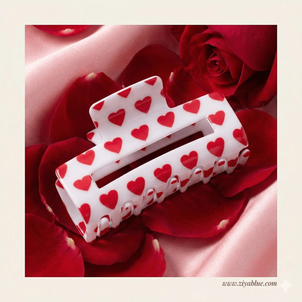 Ziya Blue Hair Accessories Valentine's Hair Claw: Romantic 8cm Heart Clip Accessory